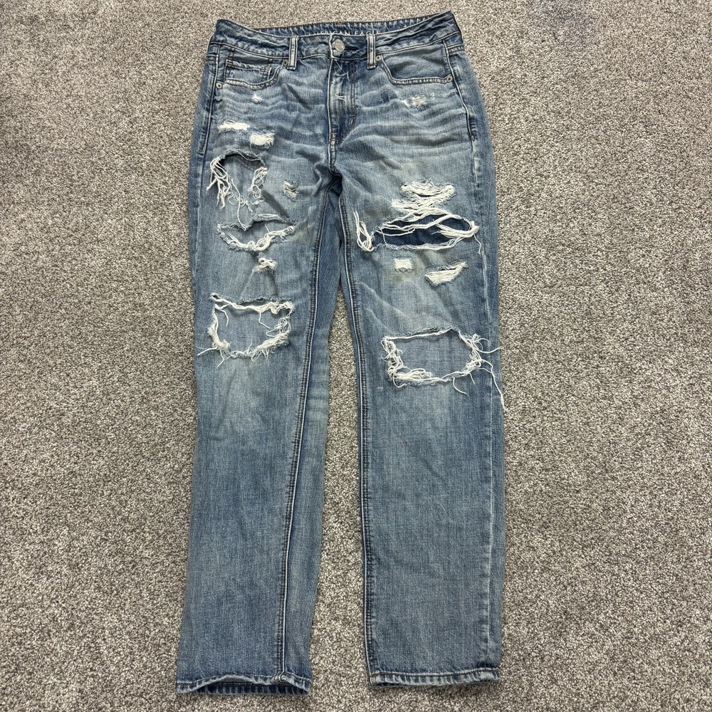 American Eagle Outfitters Hi Rise Tomgirl Jeans Womens 8 Distressed Denim